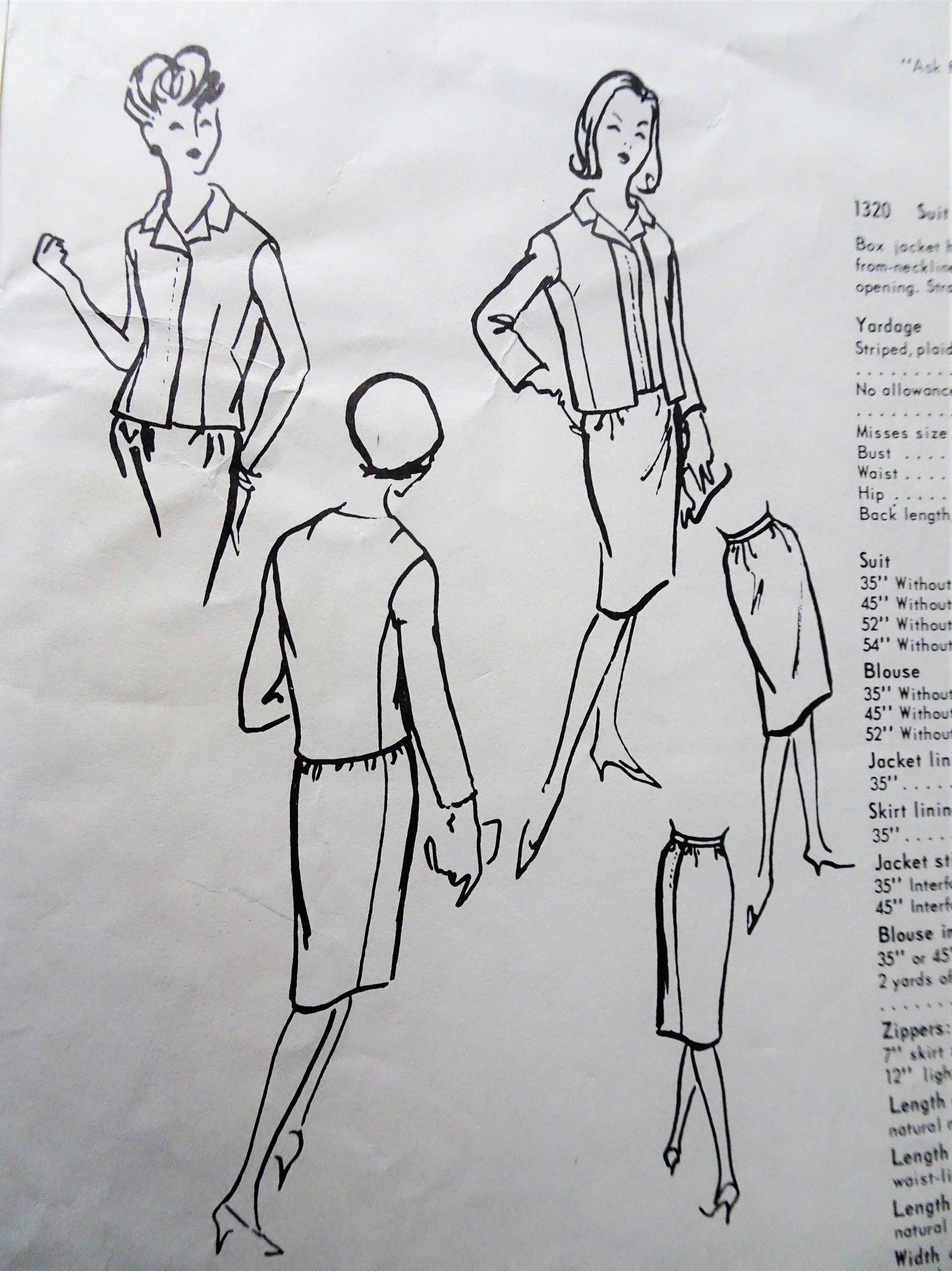 1960s CHIC Irene Galitzine Suit and Blouse PatternVOGUE Couturier Design 1320 Lovely Slim Suit and Overblouse Bust 31 Vintage Sewing Pattern + Sew In Label