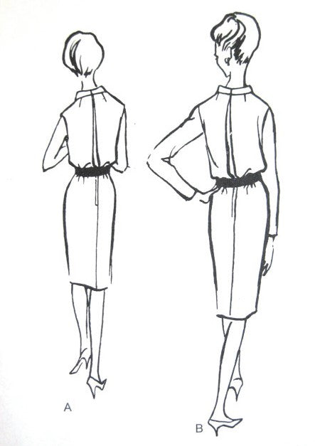 1960s CLASSY Slim Cowl Draped Dress Pattern VOGUE PARIS ORIGINAL 1334 Guy Laroche Beautiful Daytime or Cocktail Evening Dress Bust 34 Vintage Sewing Pattern