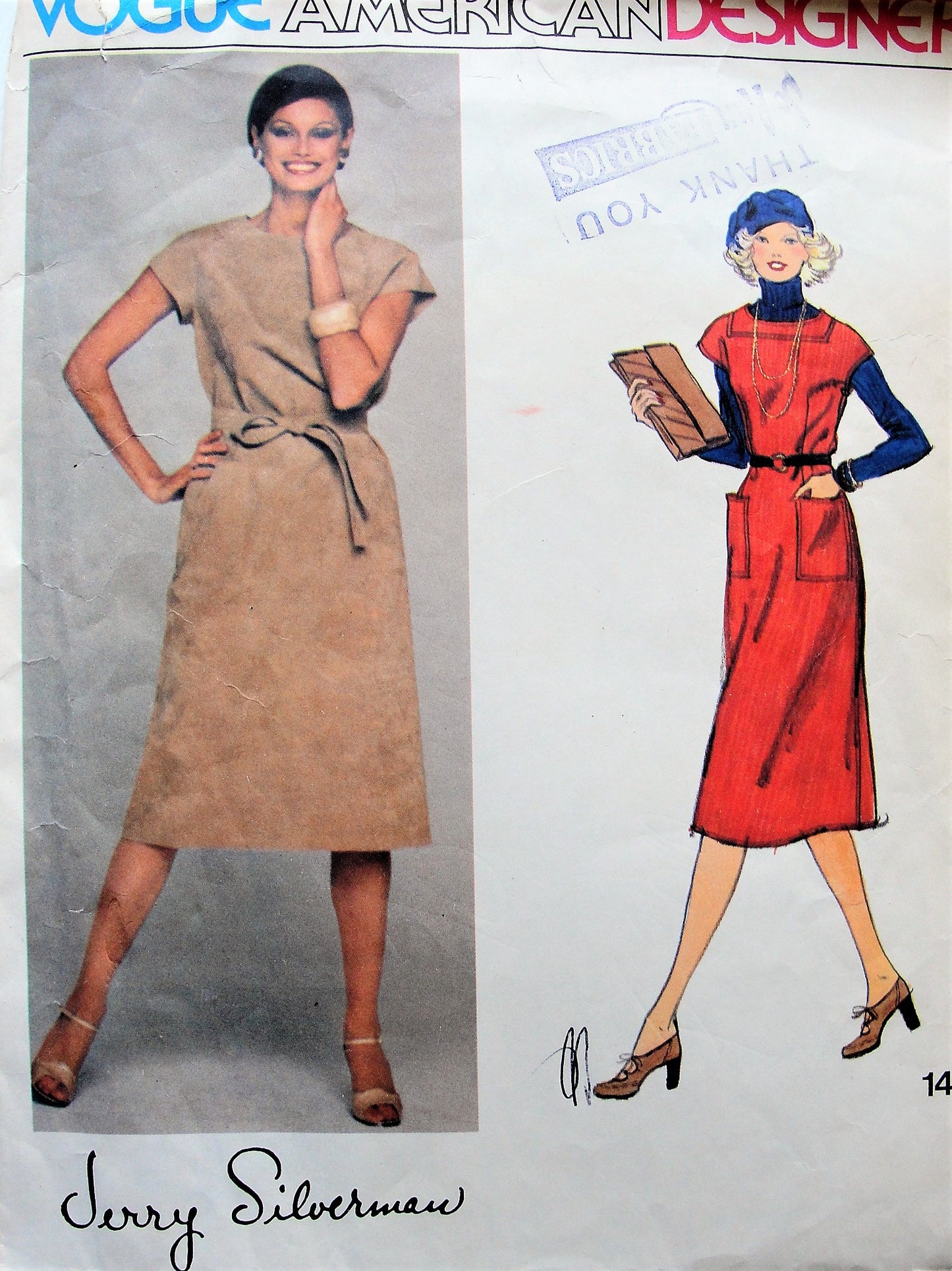 1970s CLASSY Jerry Silverman Dress or Jumper Pattern VOGUE American Designer 1401 Perfect For Ultra Suede Bust 32 Vintage Sewing Pattern