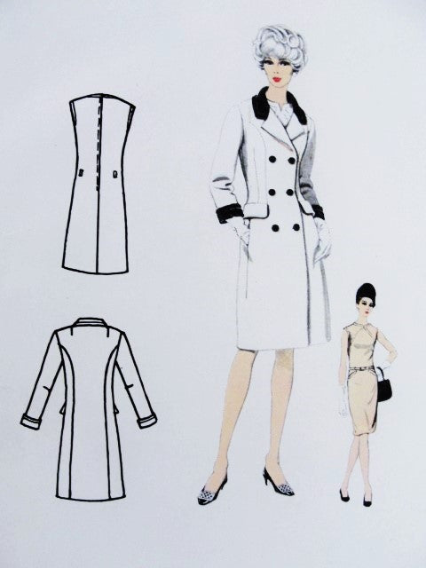 1960s CHIC Jacques Heim Dress and Coat Pattern VOGUE PARIS Original 1595 Classic Double Breasted Coat and Slim Shift Style Dress Day or After 5 Bust 34 Vintage Sewing Pattern