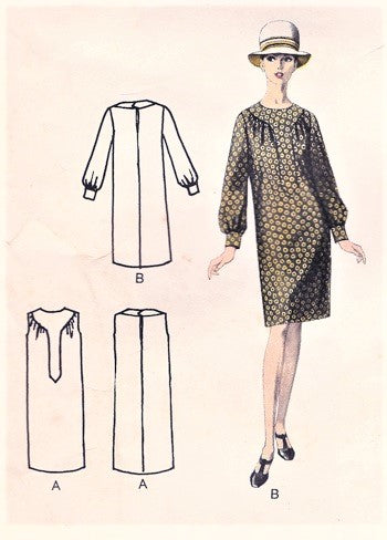 1960s ELEGANT Pierre Cardin Slim Dress Pattern VOGUE Paris Original 1625 Daytime or Cocktail Party Dress Bust 36 Vintage Sewing Pattern