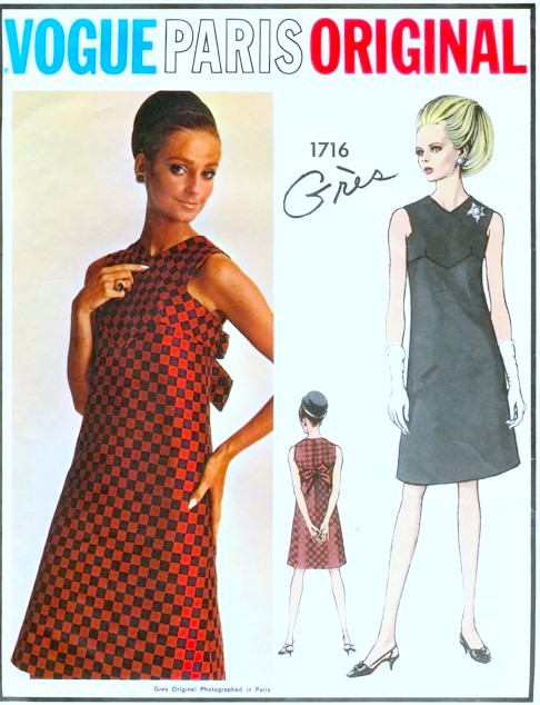 1960s BEAUTIFUL Gres Cocktail Evening Dress Pattern VOGUE Paris Original 1716 Cocktail Party Evening Dress Bust 34 Vintage Sewing Pattern FACTORY FOLDED + Label