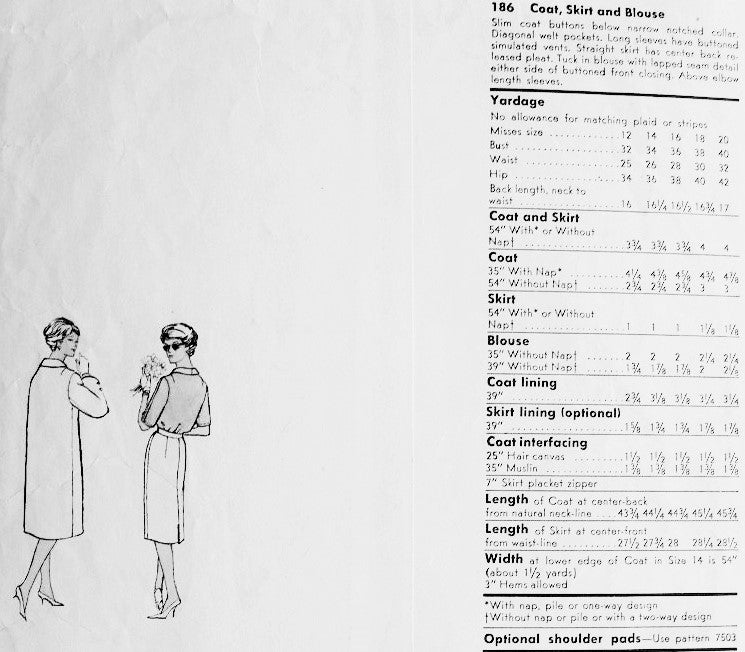 CLASSY 1950s Slim Coat, Skirt and Blouse Pattern VOGUE COUTURIER Design 186 Easy Elegance Bust 36 Vintage Sewing Pattern FACTORY FOLDED