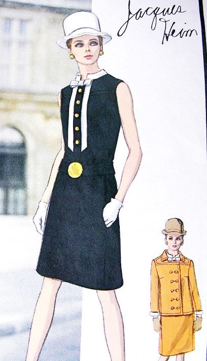 60s MOD Slim Jacques Heim Dress and Jacket Pattern VOGUE PARIS Original 1938 Fab Design Bust 36 Vintage Sewing Pattern FACTORY FOLDED