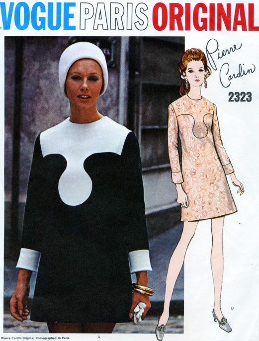 60s mini dress pattern MOD Pierre Cardin VOGUE PARIS ORIGINAL 2323 Str – So Vintage Patterns bestsellingdresses Vintage Simplicity Pattern Beach Women's Petite Casual Color:Seafoam Ivory