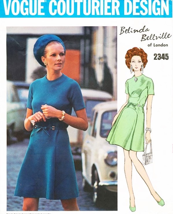 1960s BELINDA BELLVILLE A Line Dress Pattern Vogue Couturier Design 2345 Lovely Day or Cocktail Dress Bust 32.5 Vintage Sewing Pattern UNCUT