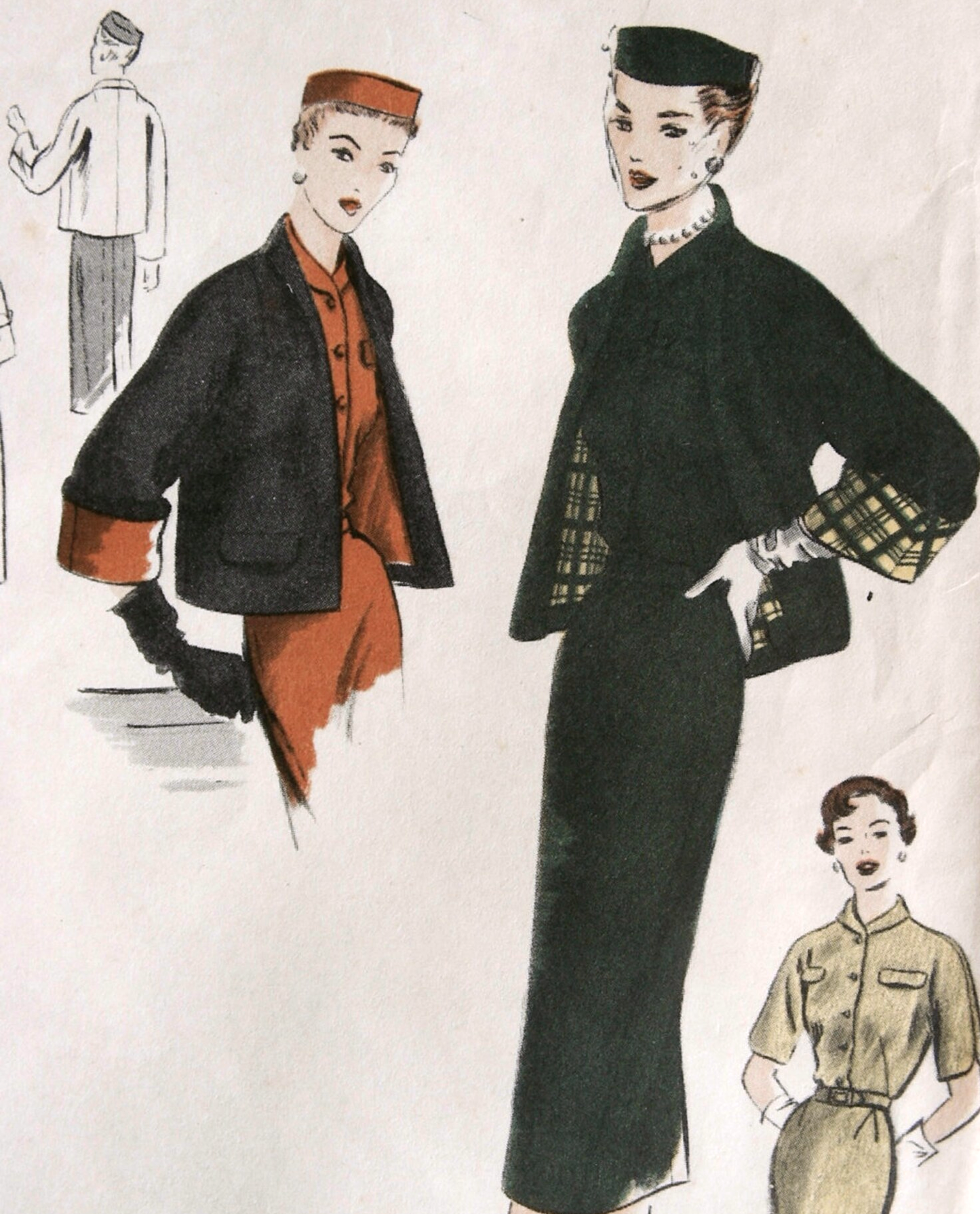 1950s STYLISH Slim Dress and Box Jacket Pattern VOGUE Special Design 4124 Beautiful Jacket Wide Cuffs, Slightly Tailored Dress, Bust 34 Vintage Sewing Pattern