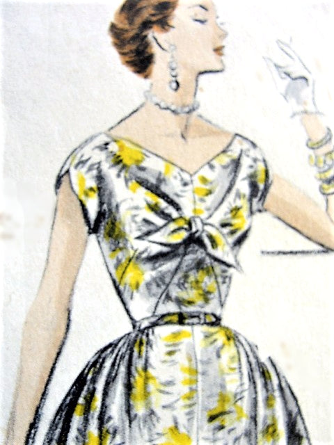 1950s FLATTERING Evening Cocktail Party Dress Pattern VOGUE Special Design 4494 Low Shaped V Neckline Beautiful Style Bust 36 Vintage Sewing Pattern