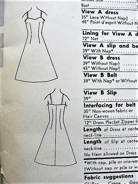 1950s LOVELY Evening Dress and Slip Pattern VOGUE Special Design 4919 Dreamy V Necklines, Shirred Bodice, Full Skirt Cocktail Party Dress Bust 36 Vintage Sewing Pattern FACTORY FOLDED