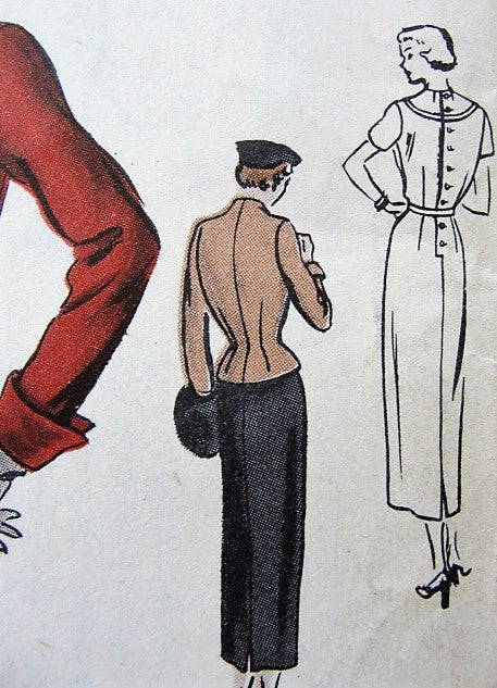 1940s STUNNING VOGUE Special Design 4920 Slim Classy Button Back Dress, Fitted Double Breasted Jacket Cutaway Front, Daytime or Evening Dress Bust 34 Vintage Sewing Pattern