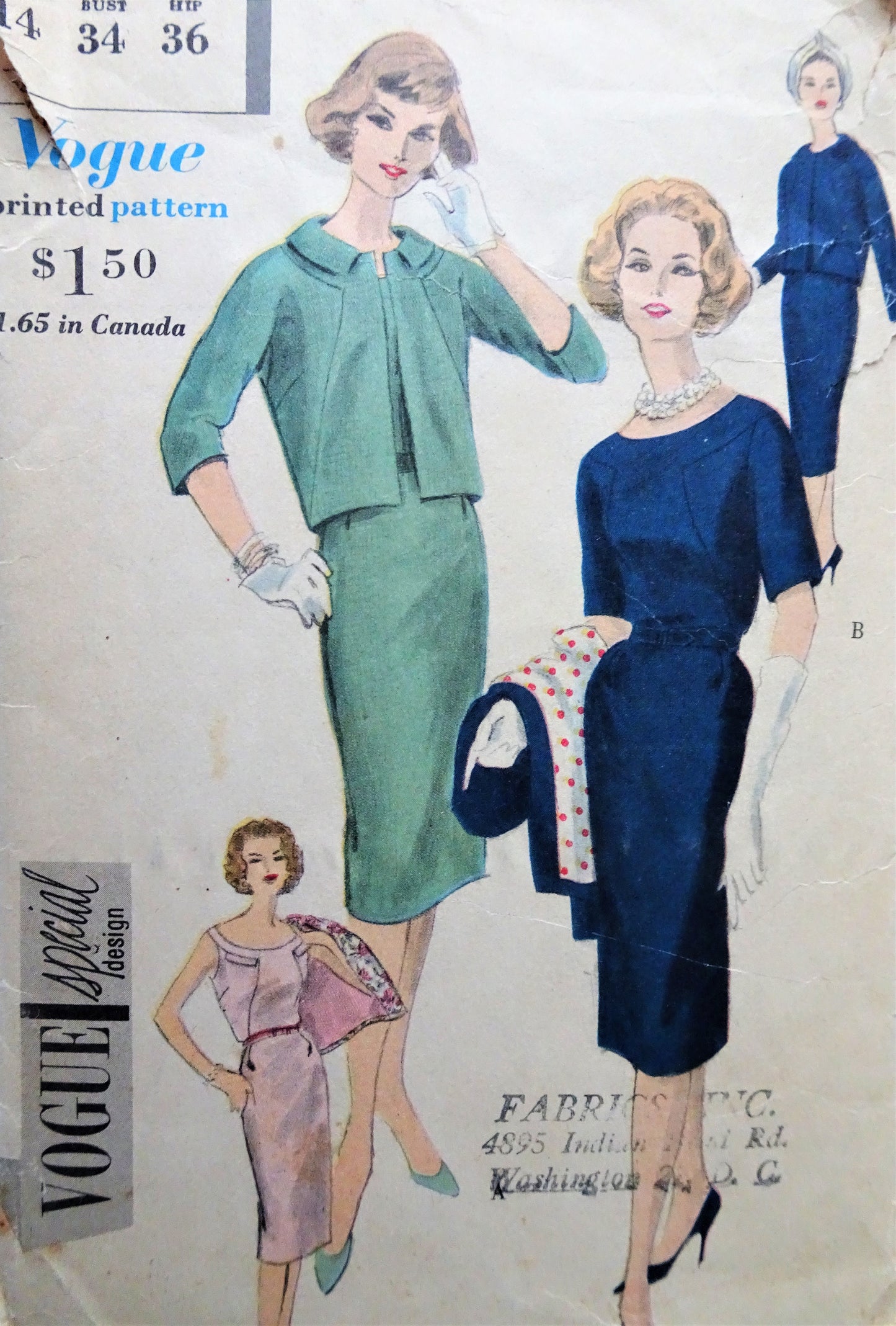 1950s CLASSY Slim Dress and Jacket Pattern VOGUE Special Design 4995 Beautiful Design Daytime or After 5 Bust 34 Vintage Sewing Pattern