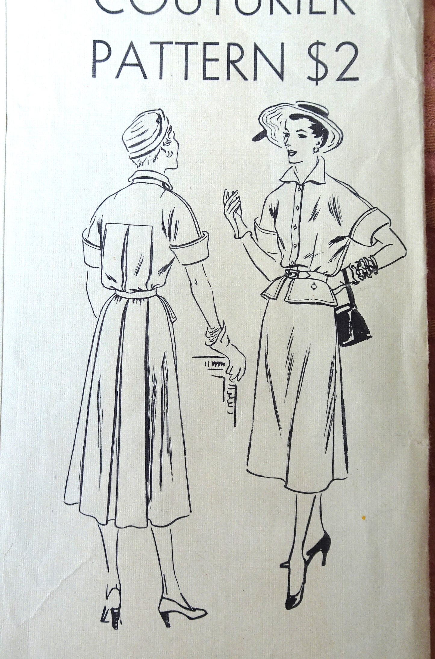 1950s CHIC DressPattern VOGUE Couturier Design 569 Unique Style, Peplum Like Front and Box Pleated Back Panel, Bust 32 Vintage Sewing Pattern