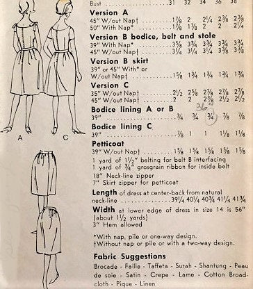 1960s CLASSY Evening Cocktail Party Dress, Petticoat and Stole Pattern VOGUE Special Design 5767 Three Versions Bust 36 Vintage Sewing Pattern