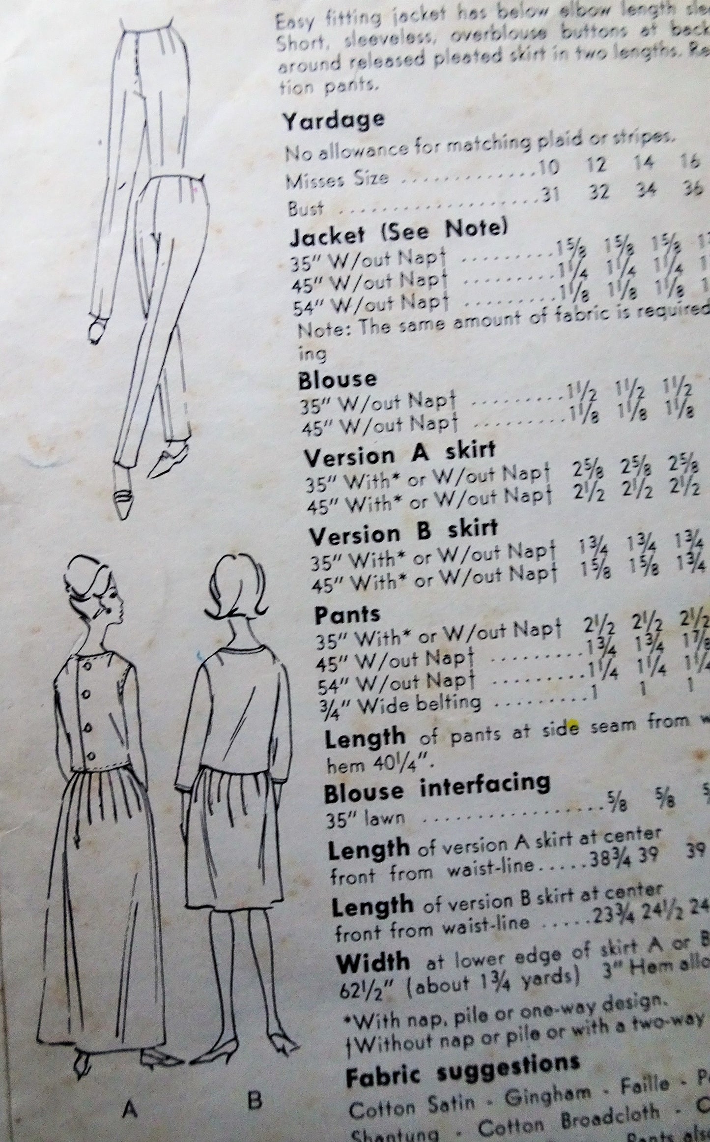 Early 1960s FABULOUS Jacket,Blouse,Skirt and Cigarette Pants Pattern VOGUE Special Design 5821 Day or Evening Bust 34 Vintage Sewing Pattern
