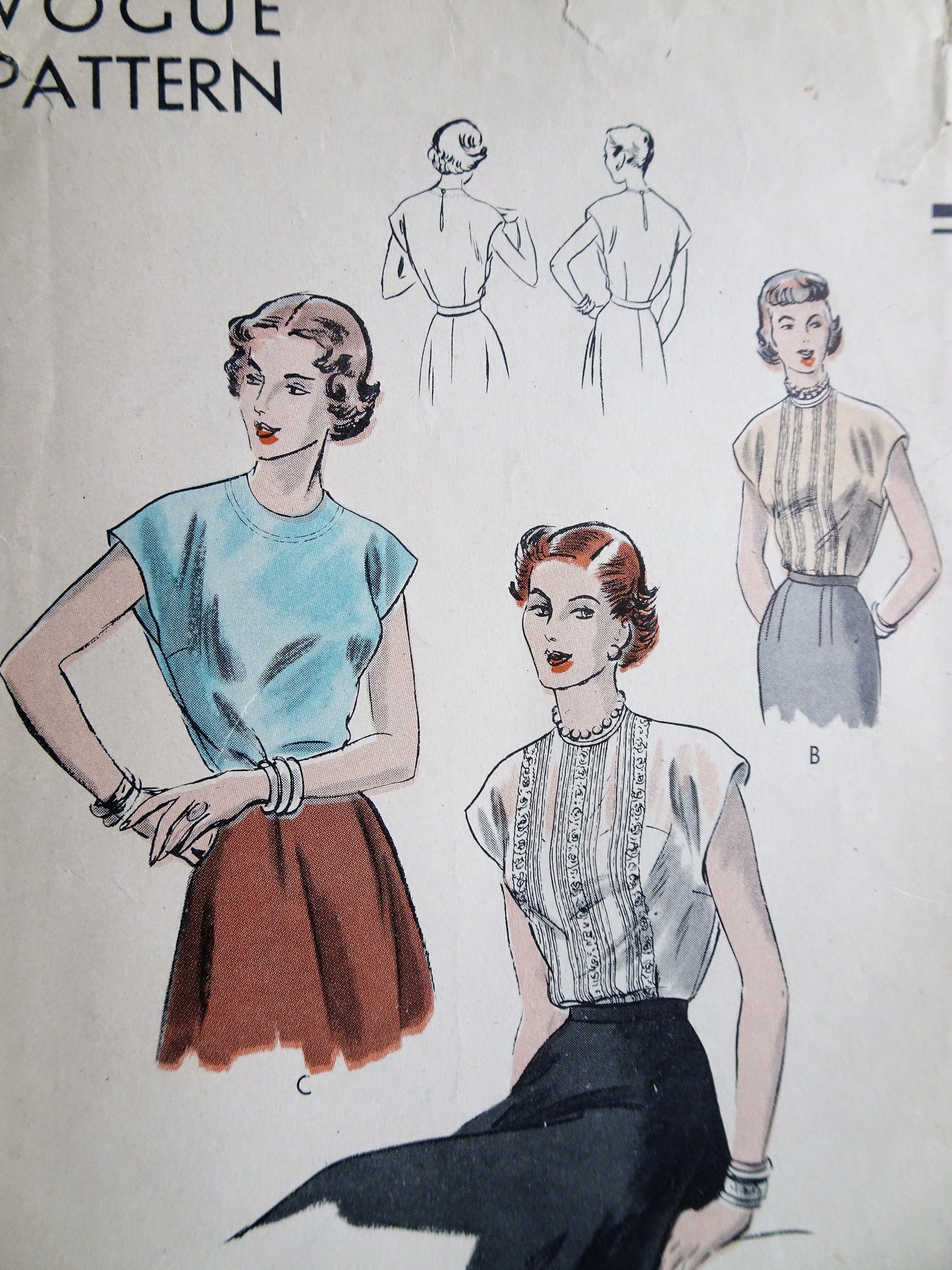 BEAUTIFUL Blouse Pattern VOGUE 6461 Three Lovely Styles Bust 32 Vintage Sewing Pattern