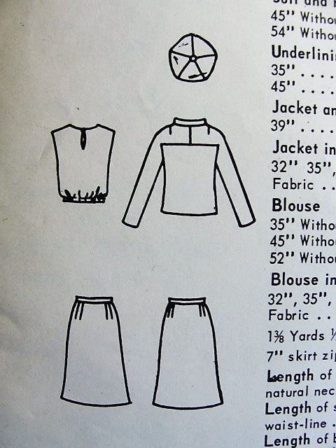 1960s MOD Suit,Blouse and Beret Hat Pattern VOGUE SPECIAL DESIGN 6670 Stylish Day or After 5 Bust 34 Vintage Sewing Pattern