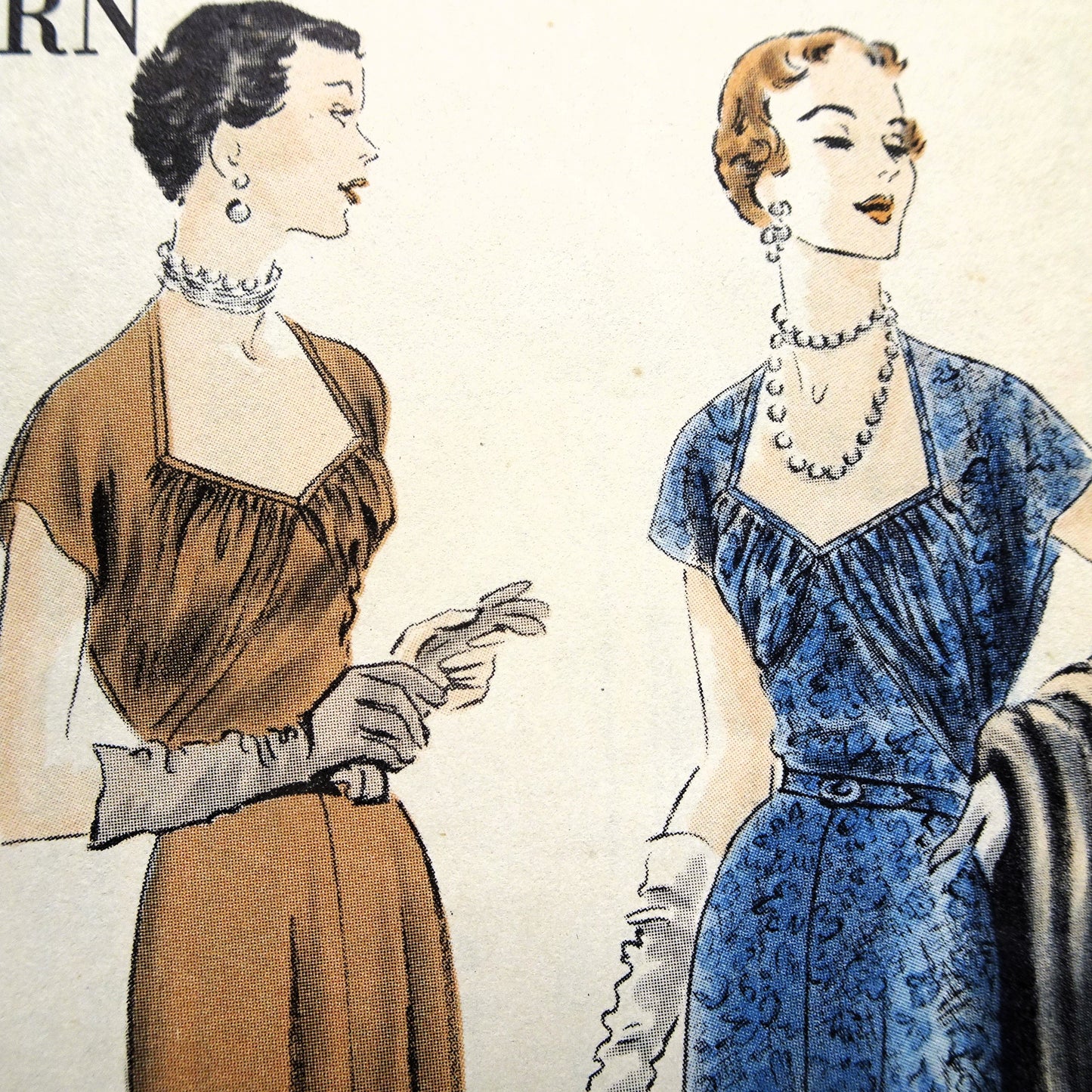 1950 GORGEOUS Evening Gown Cocktail Dress Pattern VOGUE 7179 Classy Design,Shaped and Draped Bodice, Bust 34 Vintage Sewing Pattern