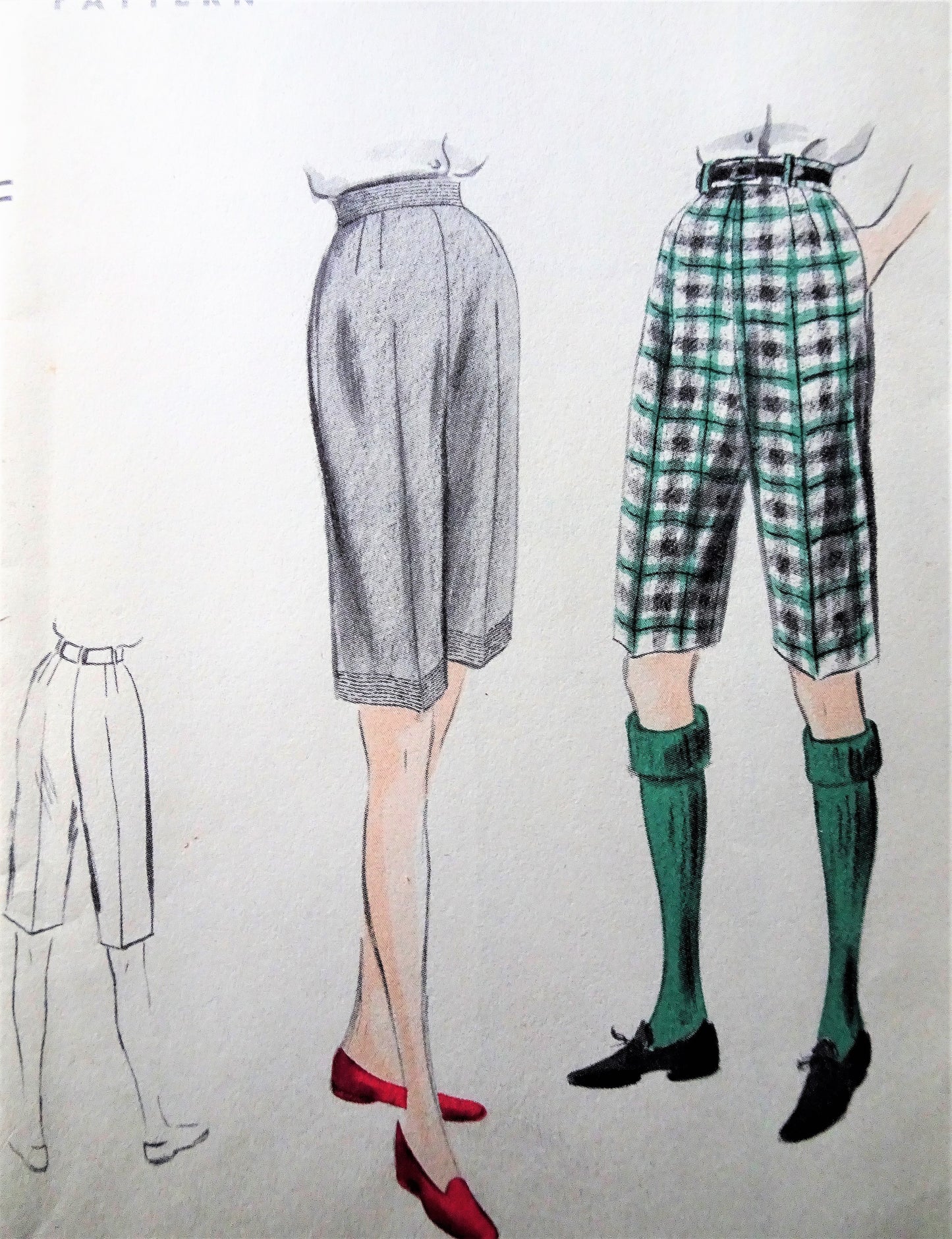 1950s FAB Bermuda Shorts Pattern VOGUE 7804 High Waist Longer Walking Shorts Waist 30 Vintage Sewing Pattern