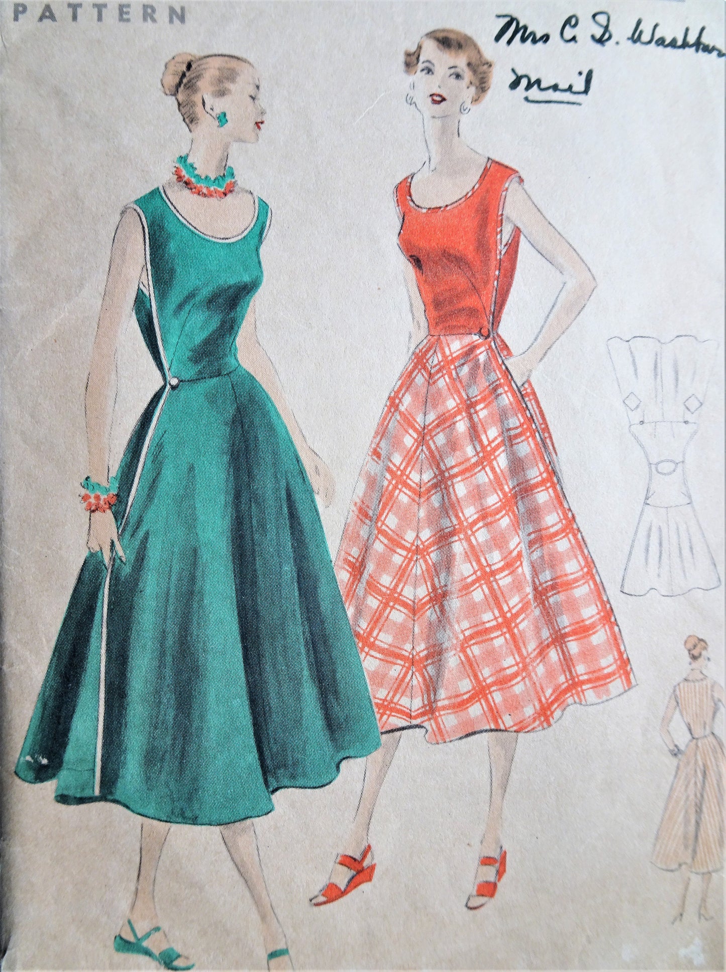 1950s WALK AWAY Easy Dress Pattern VOGUE 8025 Super Easy To Sew Dress, Bust 32 Vintage Sewing Pattern