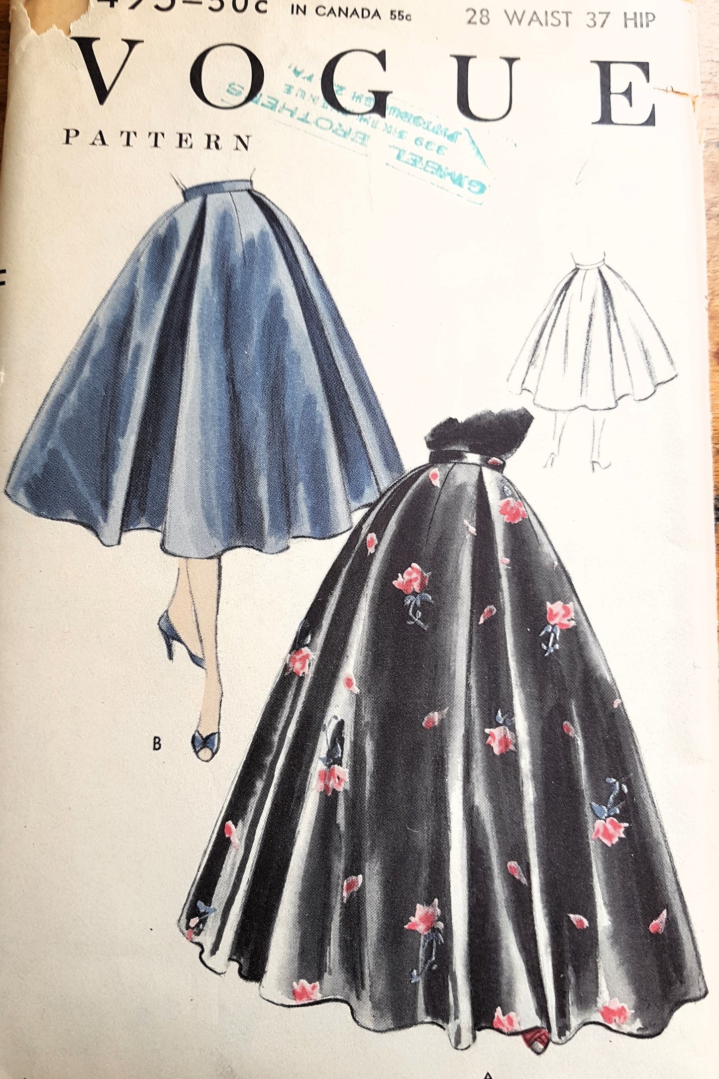 1950s BEAUTIFUL Day or Evening Length Skirt Pattern VOGUE 8495 Lovely Flattering Design Waist 28 Vintage Sewing Pattern FACTORY FOLDED