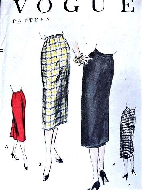 1950s WRAP AROUND Slim Skirt VOGUE 8697 Easy Elegance Waist 34 Vintage Sewing Pattern