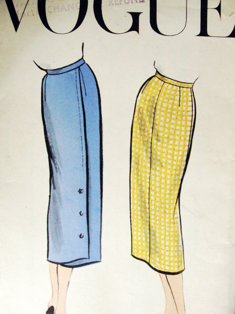 1950s CLASSY Slim Skirt Pattern VOGUE 9191 Slim With or Without Wrapped Back Skirt Waist 26 Vintage Sewing Pattern FACTORY FOLDED