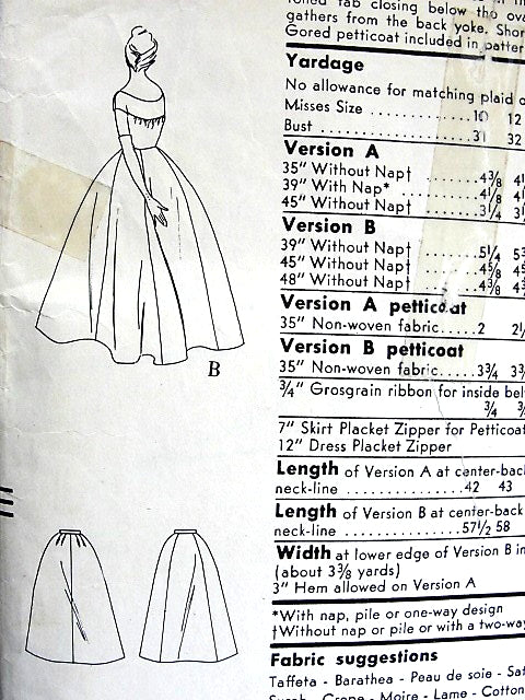 1950s BEAUTIFUL Evening Gown or Cocktail Party Dress and Petticoat Pattern VOGUE 9618 Easy Elegance Bust 36 Vintage Sewing Pattern