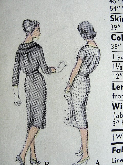 1950s STYLISH Slim Day or After 5 Dress Pattern VOGUE 9734 Easy Elegance Bust 36 Vintage Sewing Pattern FACTORY FOLDED