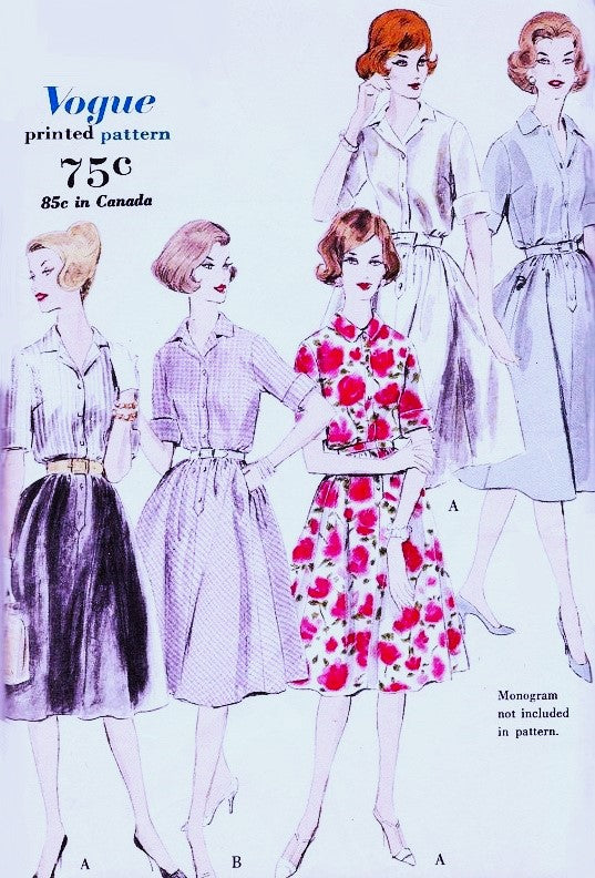 1960s PRETTY Shirt Dress Pattern VOGUE 9972 Easy Style Bust 36 Vintage – So Vintage Patterns
