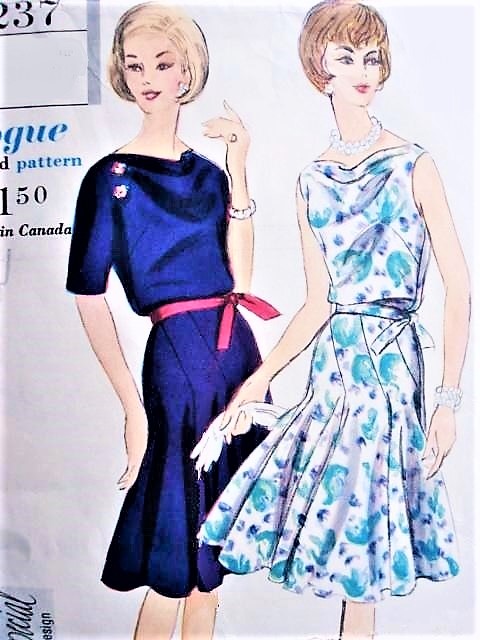 1960s BEAUTIFUL Cocktail Party Dress Pattern VOGUE Special Design 4237 Two Neckline Versions,Bust 32 Vintage Sewing Pattern