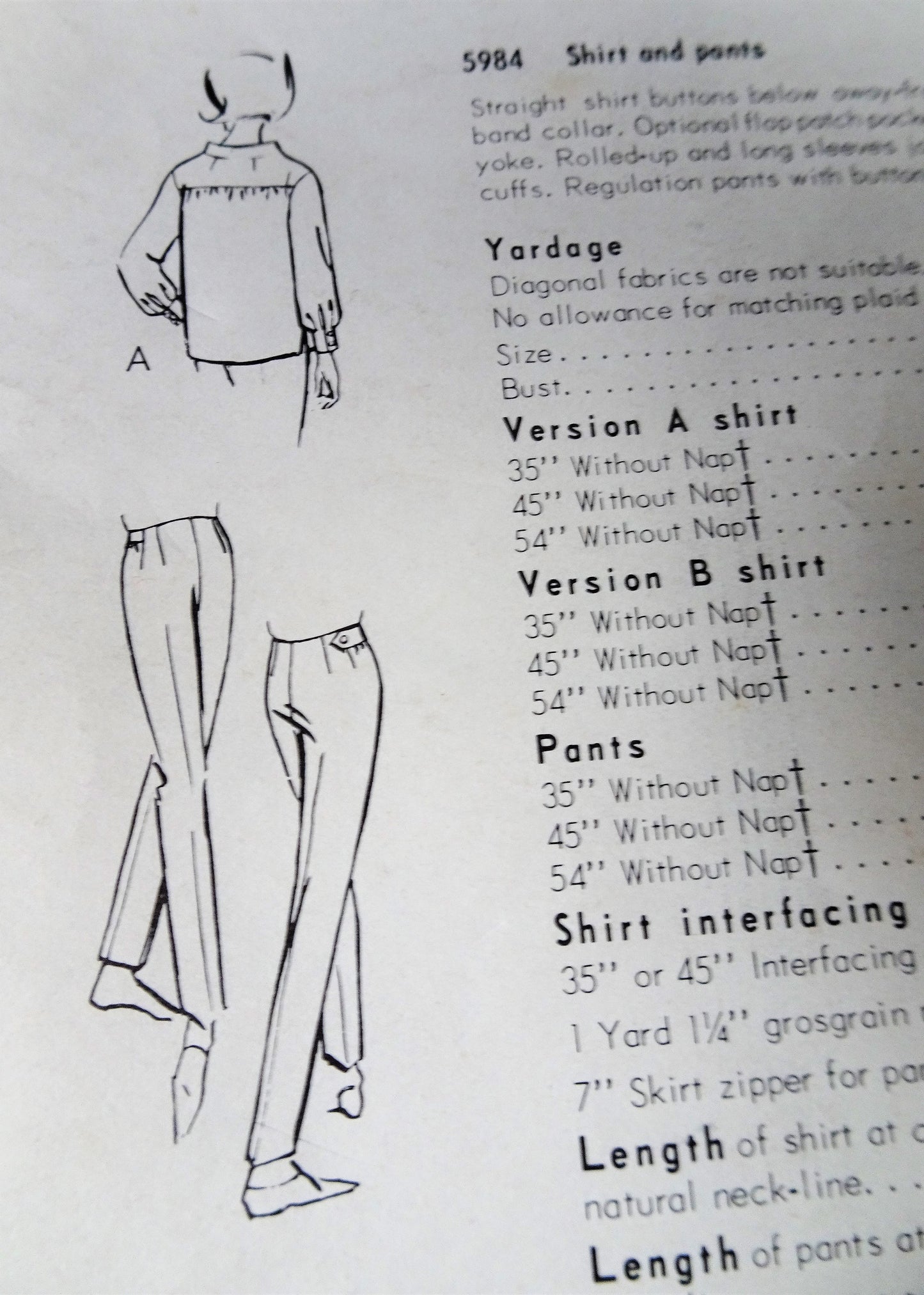 1960s FAB Shirt and Sleek Cigarette Pants Pattern VOGUE 5984 So LUCY Show Style, Bust 32 Vintage Sewing Pattern FACTORY FOLDED