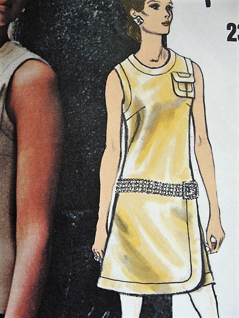 RARE Patou 1960s Mod Dress Pattern VOGUE Paris Original 2302 Unique Details Day or Cocktail Party Dress Bust 34 Vintage Sewing Pattern UNCUT