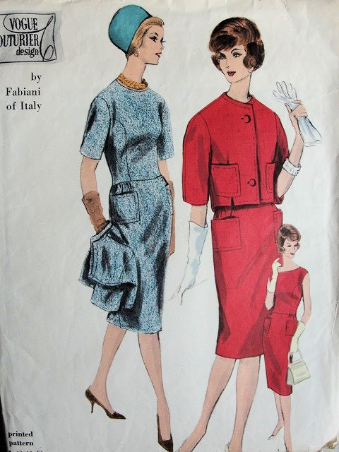 1960 Classy FABIANI  Slim Dress and Shortie Jacket Pattern VOGUE Couturier Design 1006 Day or Cocktail Party Vintage Sewing Pattern