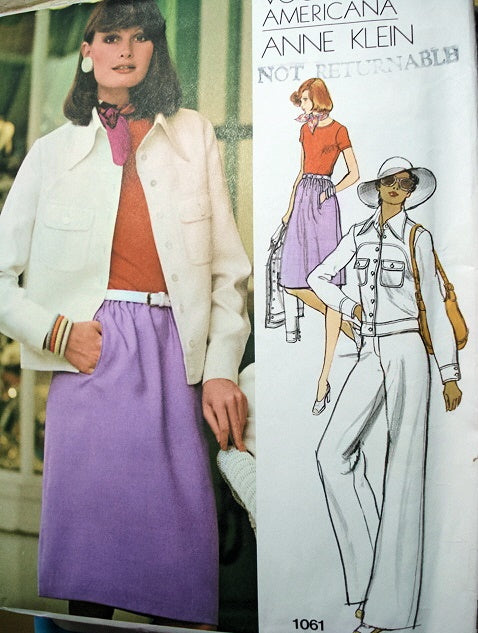ANNE KLEIN VOGUE AMERICANA  PATTERN JACKET,SKIRT,PANTS,BODYSUIT