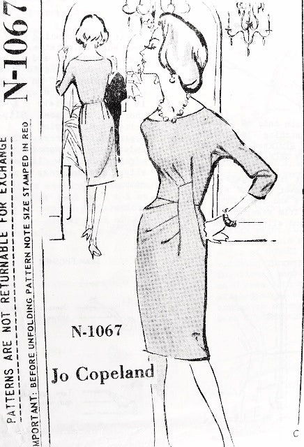 1960s Spadea Designer Pattern 1067 Rare Jo Copeland Classy Cocktail Evening Dress Figure Flattering Side Drape Stunning Design Bust 38 Vintage Sewing Pattern