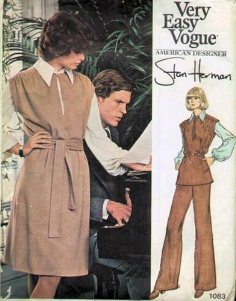 1970s Designer Jumper Dress or Tunic, Blouse and Flared Leg Pants Pattern VOGUE AMERICANA 1083  Stan Herman Easy 70s Style  Size 10 UNCUT Vintage Sewing Pattern