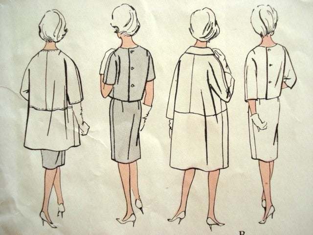 1960s FABULOUS Gres Two Pc Dress and Coat Pattern VOGUE Paris Original 1106, Classy Styles Bust 32 Vintage Sewing Pattern