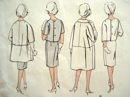 1960s FABULOUS Gres Two Pc Dress and Coat Pattern VOGUE Paris Original 1106, Classy Styles Bust 32 Vintage Sewing Pattern
