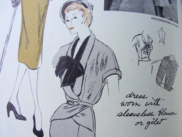 1950s JACQUES FATH Slim Dress Jacket and Gilet Pattern VOGUE PARIS ORIGINAL MODEL 1113 STUNNING Design Bust 32 Vintage Sewing Pattern