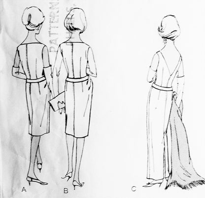 1960s GORGEOUS Patou Evening Gown Cocktail Dress Pattern  VOGUE Paris Original 1128 Stunning Drapery, Bateau Neckline Low V Back Version V, Bust 31 Vintage Sewing Pattern