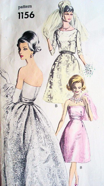 1960s BEAUTIFUL Ronald Paterson Wedding Gown Bridal Dress Pattern Vogue Couturier Design 1156 Vintage Sewing Pattern Strapless Gown,Petticoat and Short Jacket  Bust 32