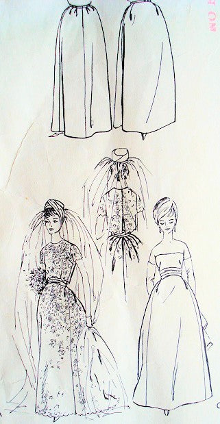 1960s BEAUTIFUL Ronald Paterson Wedding Gown Bridal Dress Pattern Vogue Couturier Design 1156 Vintage Sewing Pattern Strapless Gown,Petticoat and Short Jacket  Bust 32