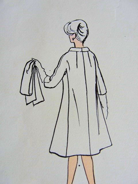 1960s  JACQUES HEIM Coat Pattern VOGUE PARIS Original 1165 Double Breasted Day or Evening Coat  and Scarf Bust 34 Vintage Sewing Pattern UNCUT