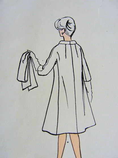 1960s  JACQUES HEIM Coat Pattern VOGUE PARIS Original 1165 Double Breasted Day or Evening Coat  and Scarf Bust 34 Vintage Sewing Pattern UNCUT