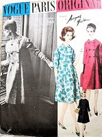 1960s  JACQUES HEIM Coat Pattern VOGUE PARIS Original 1165 Double Breasted Day or Evening Coat  and Scarf Bust 34 Vintage Sewing Pattern UNCUT