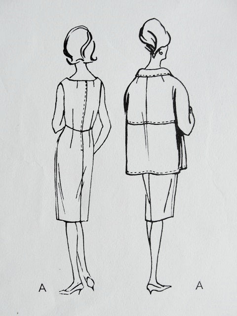 1960s NINA RICCI Slim Dress Coat Jacket Pattern Vogue Paris Original 1247 Classy Style Day or Evening Bust 31 FACTORY FOLDED