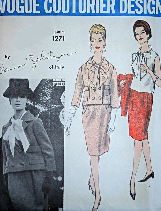 1960s IRENE GALITZINE Suit and Blouse Pattern VOGUE COUTURIER DESIGN 1271 Vintage Sewing Pattern Bust 38