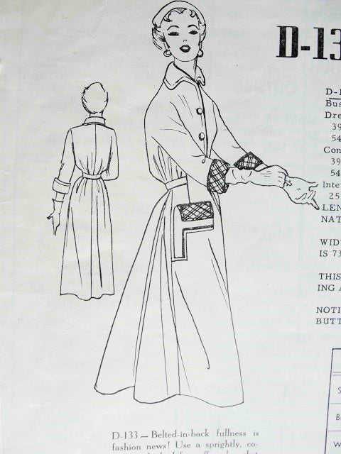 1950s MODES ROYALE DRESS PATTERN  BACK FULLNESS, UNIQUE POCKETS  LOVELY DESIGN
