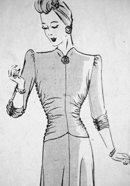 1940s 2 PC EVENING DRESS GOWN PATTERN BIAS CUT BUTTERICK 1358