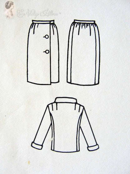1960s ELEGANT Pierre Cardin Suit Pattern VOGUE Paris Original 1434 Side Button Feature, Stand Up Collar, Eye Catching Design Bust 32 Vintage Sewing Pattern FACTORY FOLDED